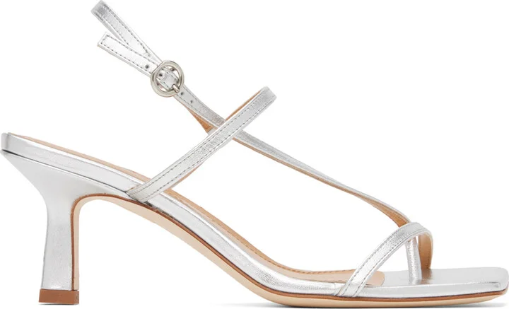 Aeyde Silver Elise Heeled Sandals