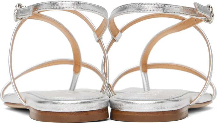 Aeyde Silver Ella Leather Toe-Post Sandals - Image 2