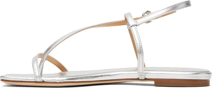 Aeyde Silver Ella Leather Toe-Post Sandals - Image 3