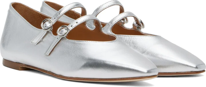 Aeyde Silver Franny Ballerina Flats - Image 4