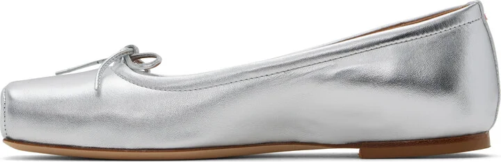 Aeyde Silver Gabriella Leather Ballerina Flats - Image 3