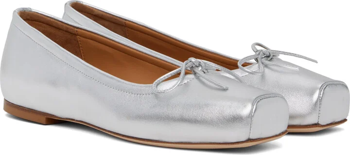 Aeyde Silver Gabriella Leather Ballerina Flats - Image 4
