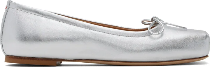 Aeyde Silver Gabriella Leather Ballerina Flats