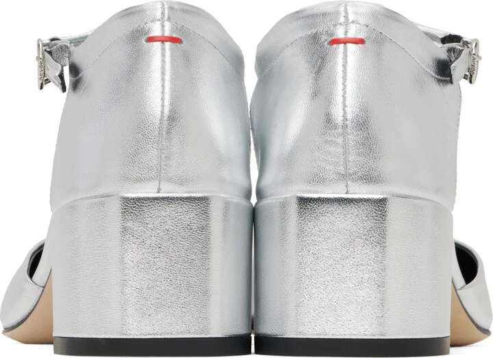 Aeyde Silver Magda Leather Mary-Jane Heels - Image 2
