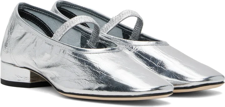 Aeyde Silver Pippa Leather Ballerina Flats - Image 4