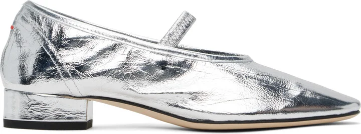 Aeyde Silver Pippa Leather Ballerina Flats