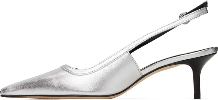 Aeyde Silver Saba Leather Slingback Heels - Image 3