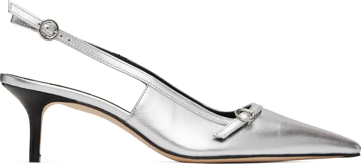 Aeyde Silver Saba Leather Slingback Heels