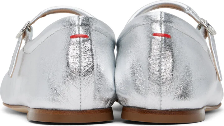 Aeyde Silver Uma Leather Mary-Jane Ballerina Flats - Image 2