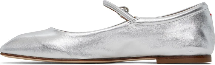 Aeyde Silver Uma Leather Mary-Jane Ballerina Flats - Image 3