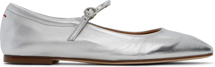 Aeyde Silver Uma Leather Mary-Jane Ballerina Flats