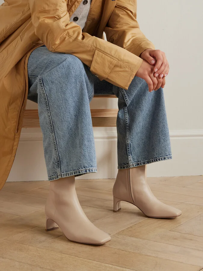 Aeyde - Tabitha Leather Ankle Boots - Cream - Image 2