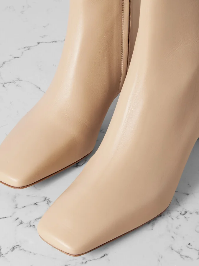 Aeyde - Tabitha Leather Ankle Boots - Cream - Image 4