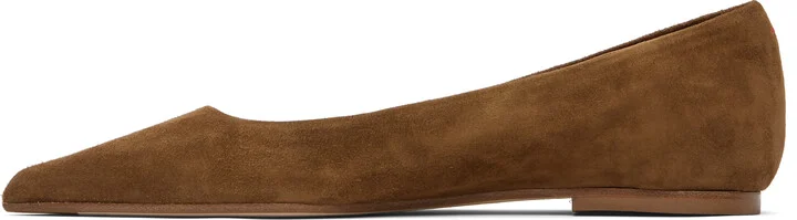 Aeyde Tan Cassy Pointed-Toe Suede Ballerina Flats - Image 3