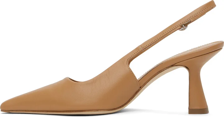 Aeyde Tan Fernanda Leather Slingback Heels - Image 3