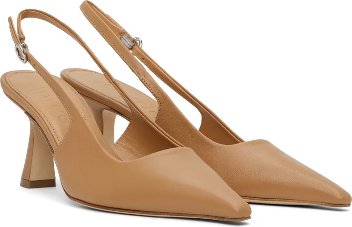 Aeyde Tan Fernanda Leather Slingback Heels - Image 4