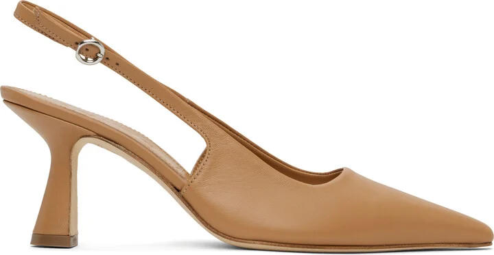 Aeyde Tan Fernanda Leather Slingback Heels