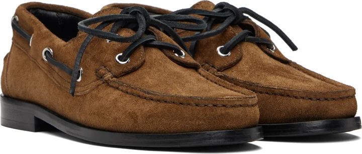 Aeyde Tan Harris Suede Boat Shoes - Image 4