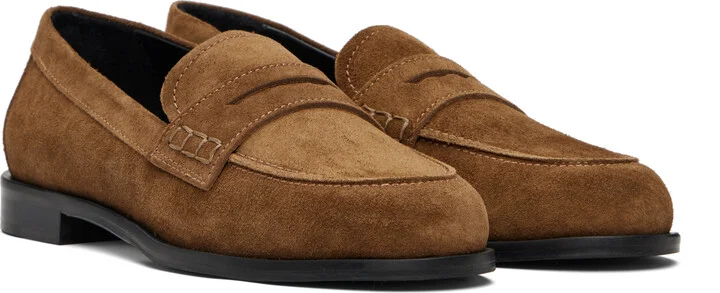 Aeyde Tan Oscar Suede Loafers - Image 4