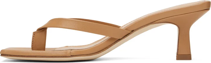 Aeyde Tan Wilma Leather Toe-Post Heeled Sandals - Image 3
