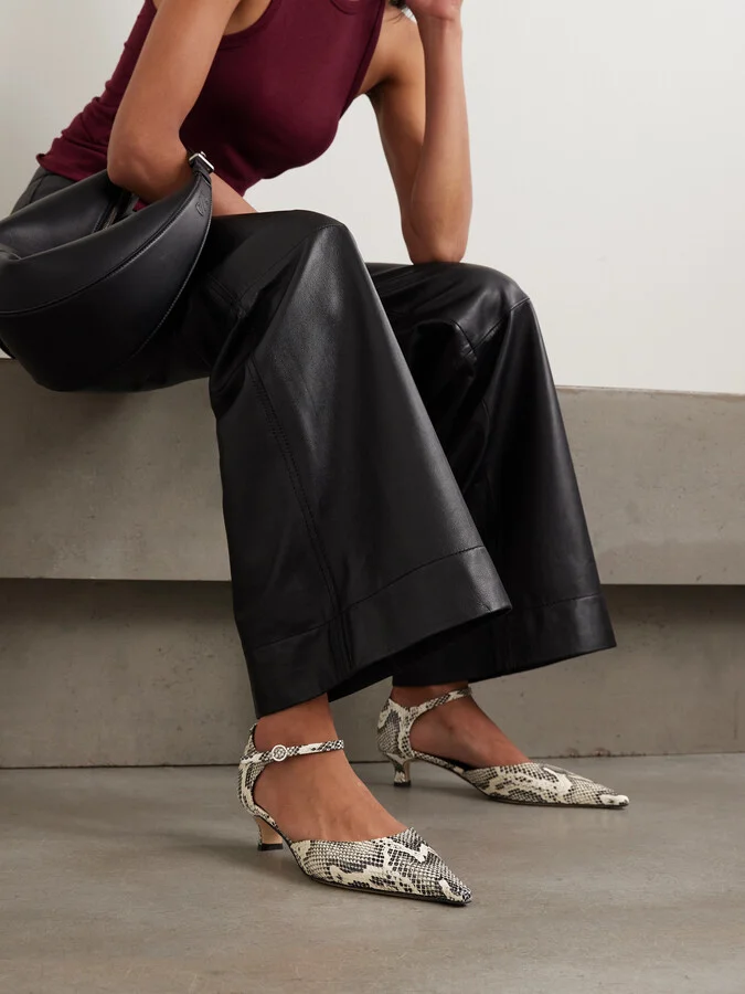 Aeyde - Tillie Snake-effect Leather Pumps - Animal print - Image 2