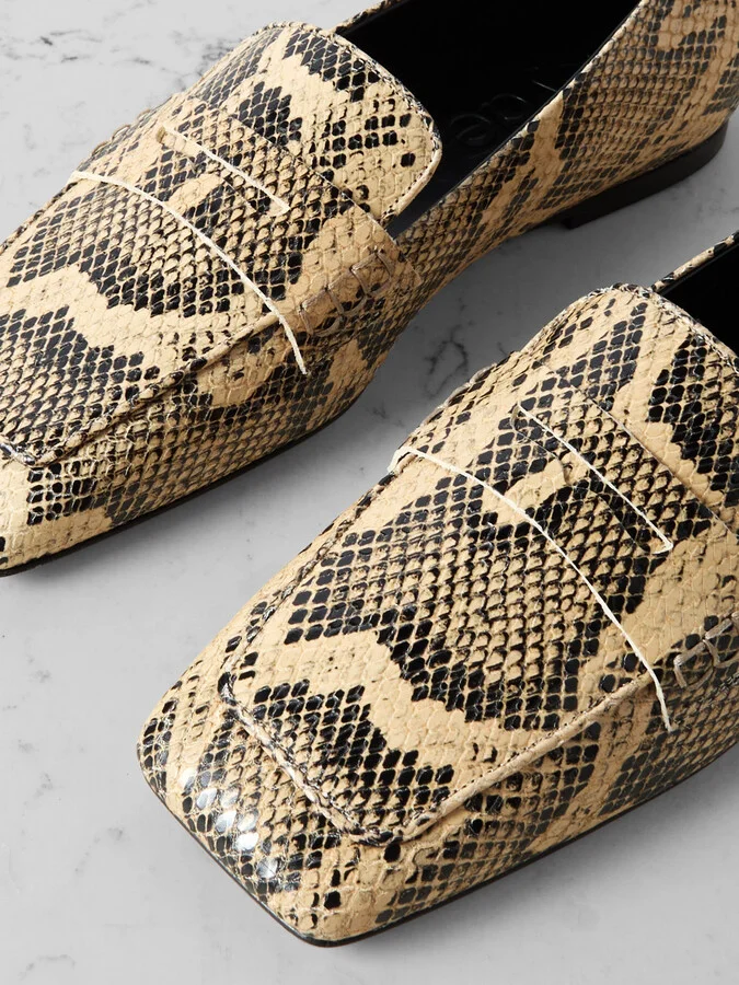 Aeyde - Tom Snake-effect Leather Loafers - Animal print - Image 4
