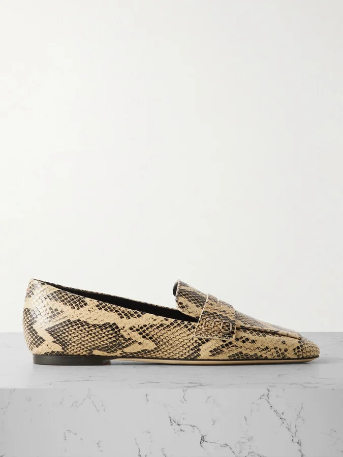Aeyde - Tom Snake-effect Leather Loafers - Animal print
