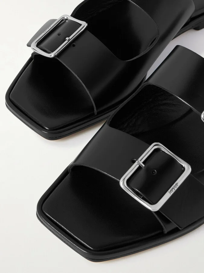 Aeyde - Tonya Buckled Leather Sandals - Black - Image 4