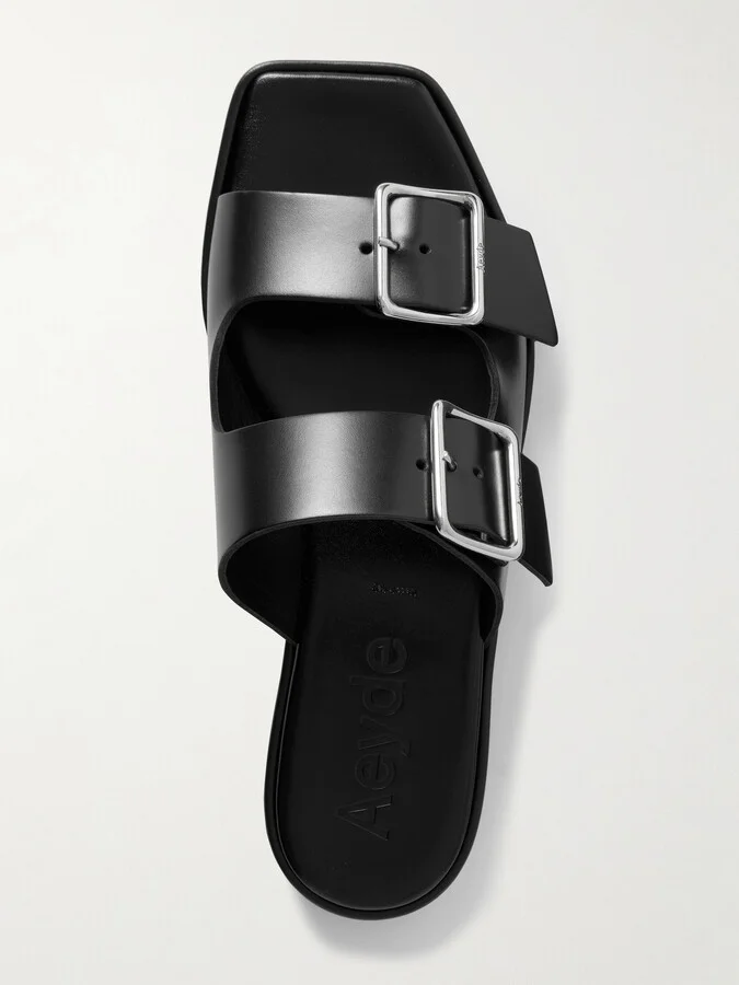 Aeyde - Tonya Buckled Leather Sandals - Black - Image 5