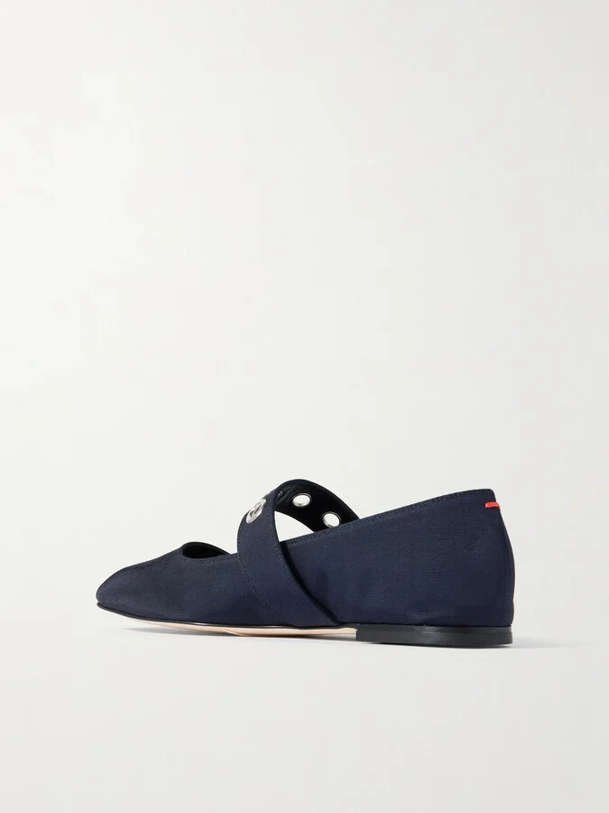 Aeyde - Uma Embellished Grosgrain Mary Jane Ballet Flats - Blue - Image 3