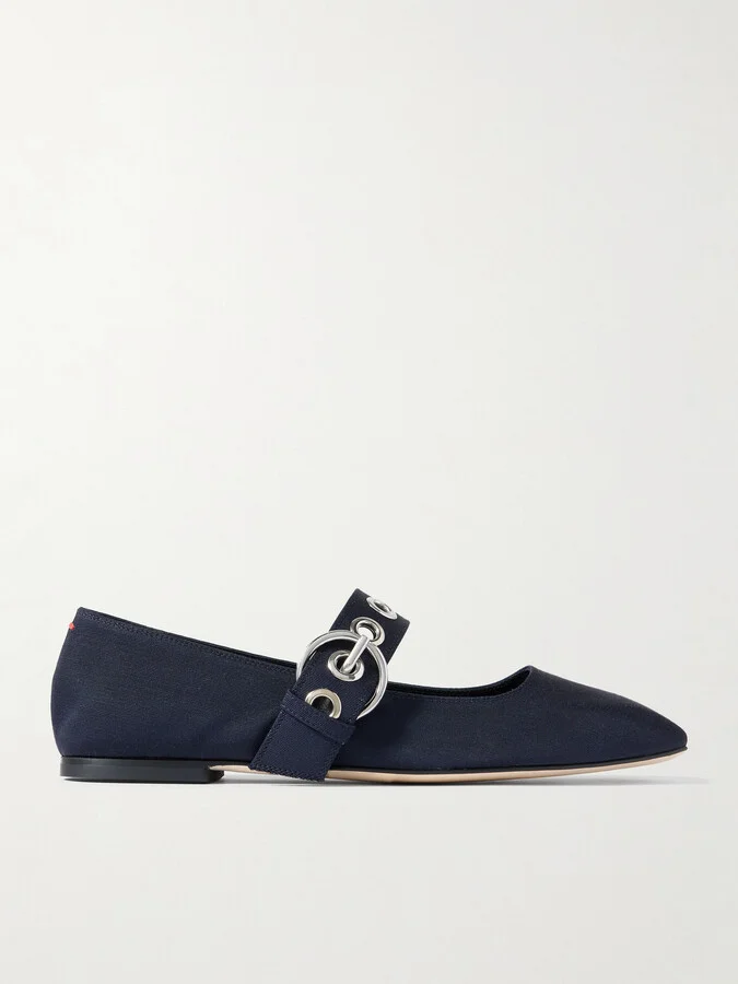 Aeyde - Uma Embellished Grosgrain Mary Jane Ballet Flats - Blue
