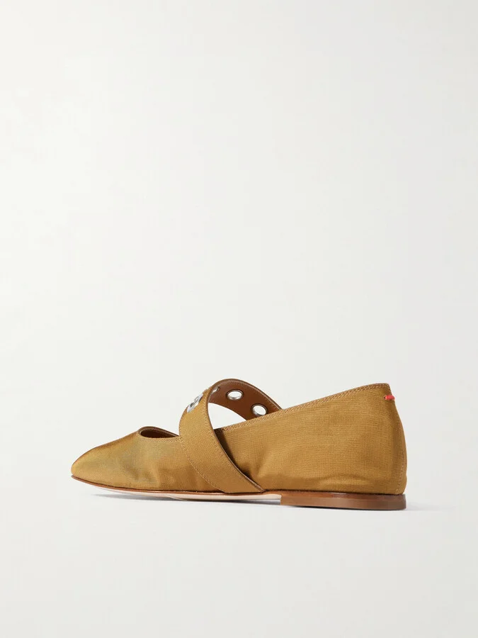 Aeyde - Uma Embellished Grosgrain Mary Jane Ballet Flats - Brown - Image 3