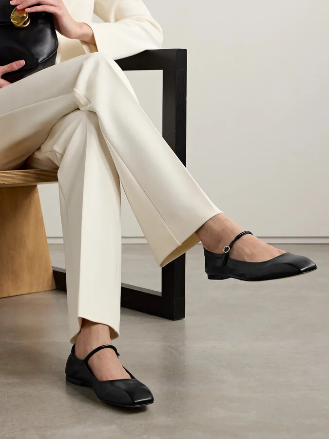 Aeyde - Uma Leather Mary Jane Ballet Flats - Black - Image 2