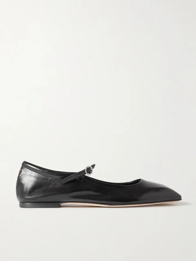 Aeyde - Uma Leather Mary Jane Ballet Flats - Black