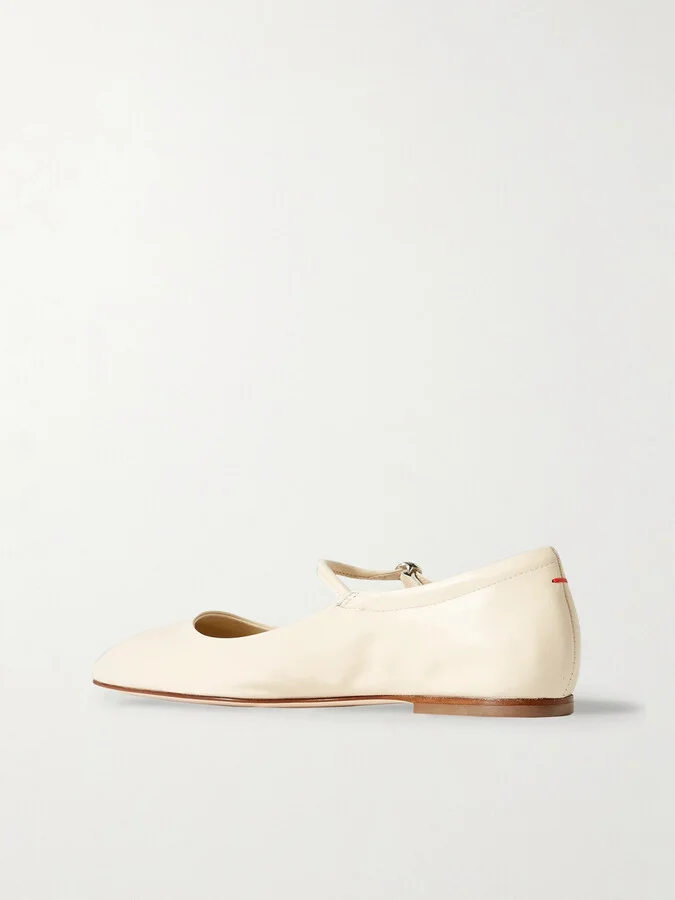 Aeyde - Uma Leather Mary Jane Ballet Flats - Cream - Image 3