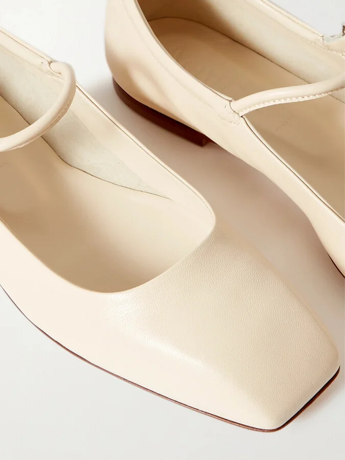 Aeyde - Uma Leather Mary Jane Ballet Flats - Cream - Image 4