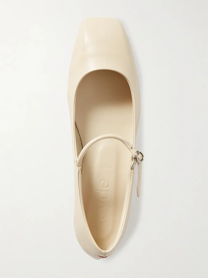 Aeyde - Uma Leather Mary Jane Ballet Flats - Cream - Image 5