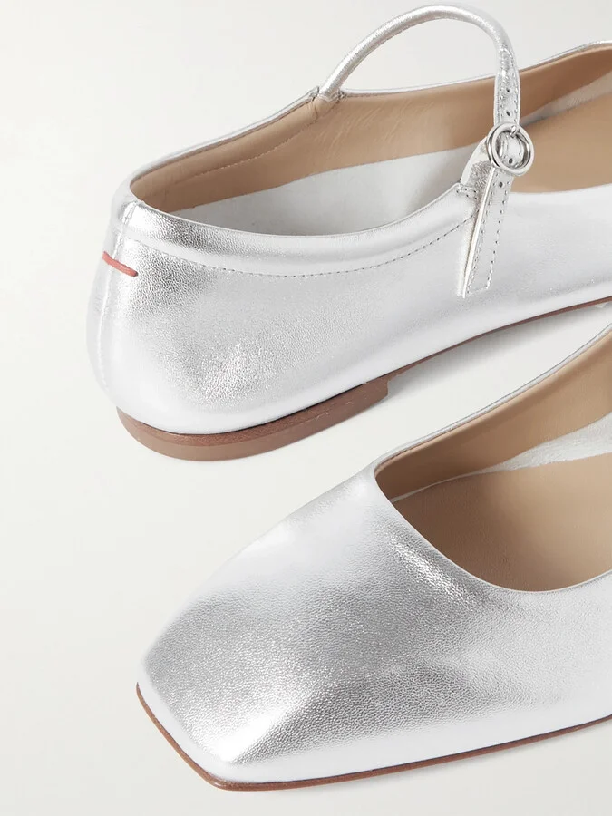 Aeyde - Uma Leather Mary Jane Flats - Silver - Image 4
