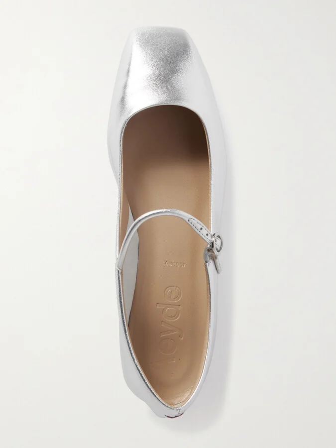 Aeyde - Uma Leather Mary Jane Flats - Silver - Image 5