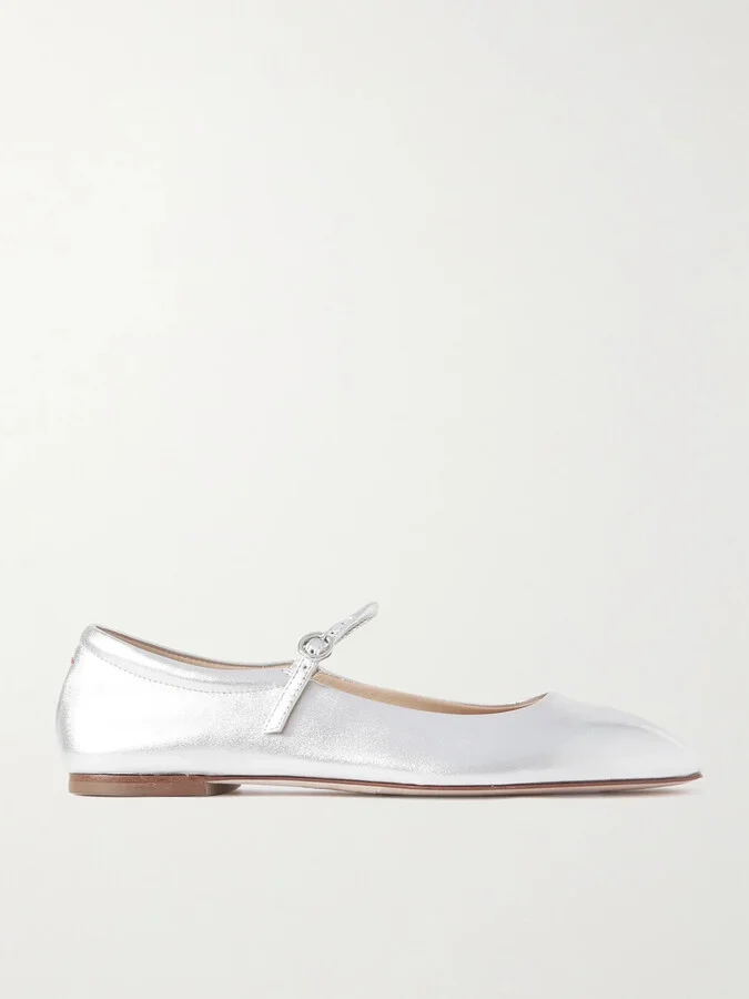 Aeyde - Uma Leather Mary Jane Flats - Silver