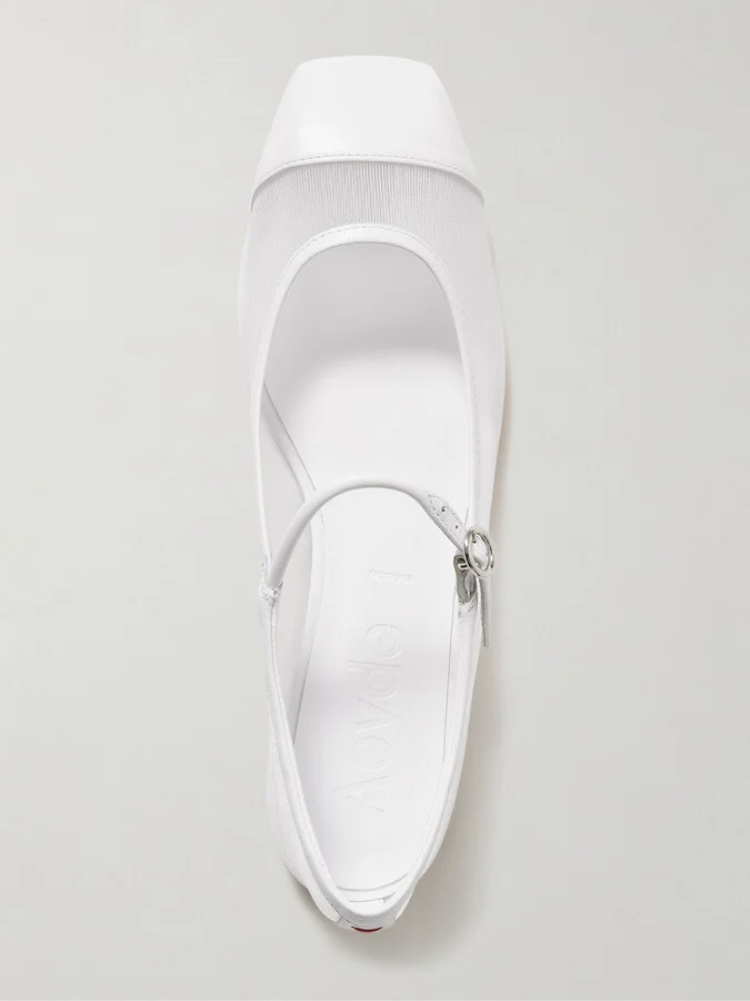 Aeyde - Uma Mesh And Leather Mary Jane Flats - White - Image 5