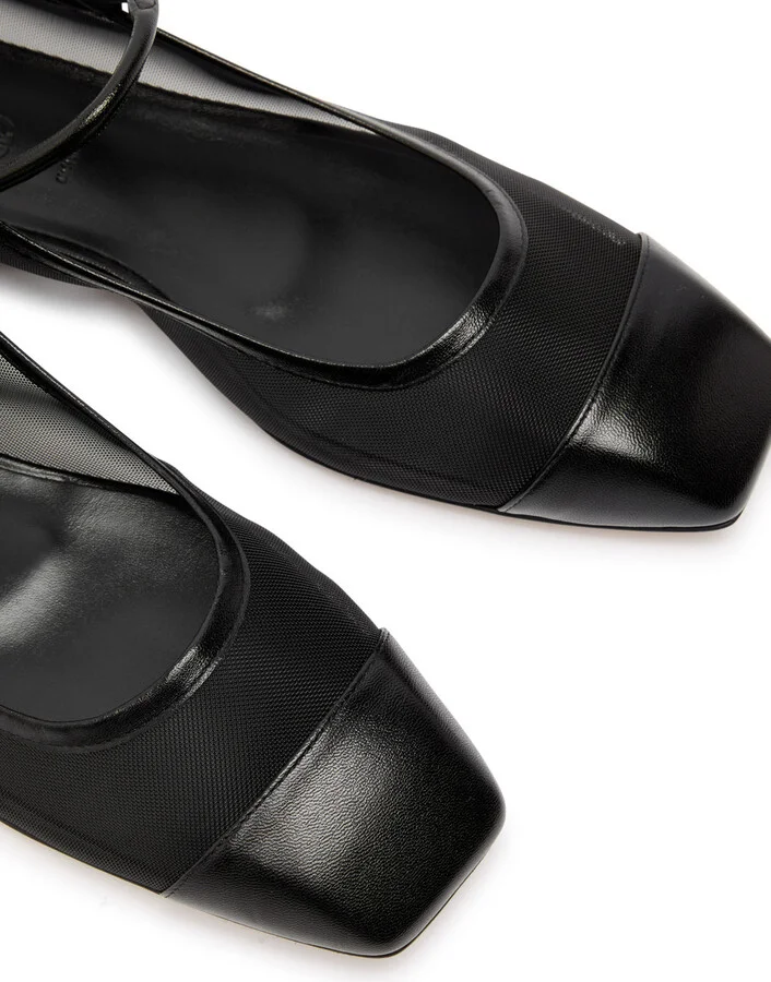 Aeyde Uma Mesh Leather Mary Jane Flats - Image 3