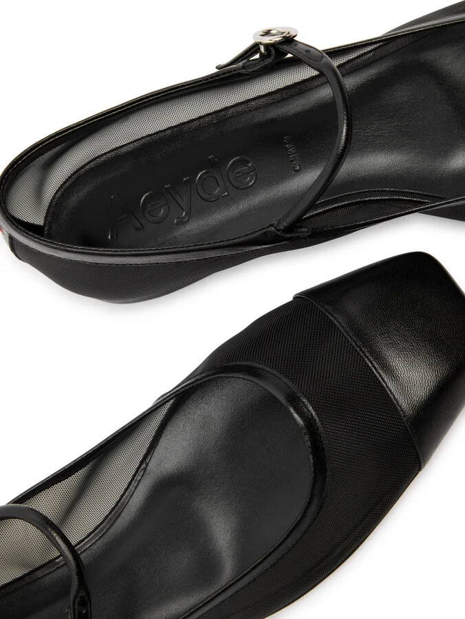 Aeyde Uma Mesh Leather Mary Jane Flats - Image 4