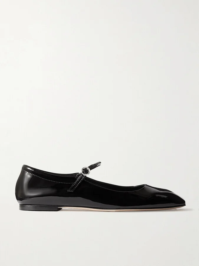 Aeyde - Uma Patent-leather Mary Jane Ballet Flats - Black