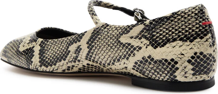 Aeyde Uma Python-effect Leather Mary Jane Flats - Image 2