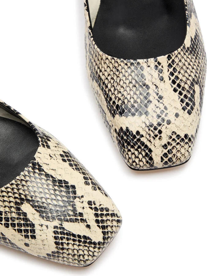 Aeyde Uma Python-effect Leather Mary Jane Flats - Image 3