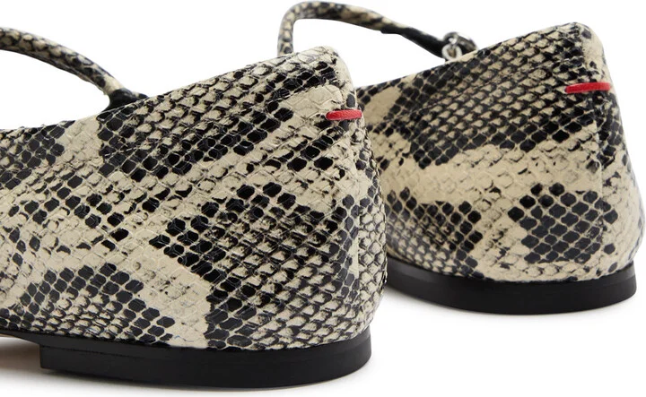 Aeyde Uma Python-effect Leather Mary Jane Flats - Image 4