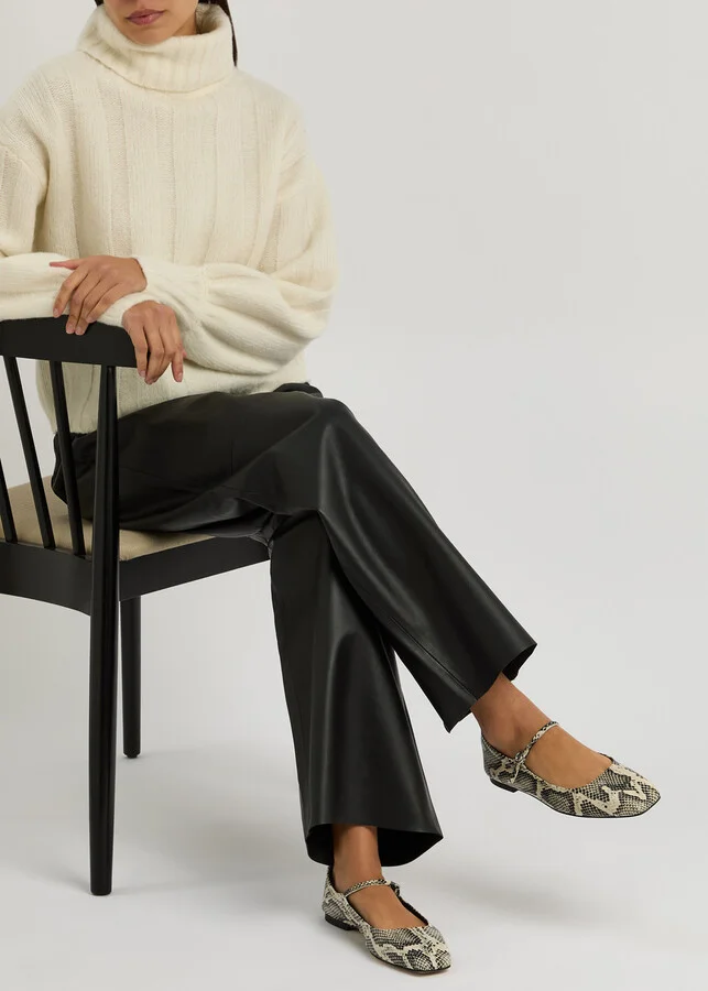 Aeyde Uma Python-effect Leather Mary Jane Flats - Image 5