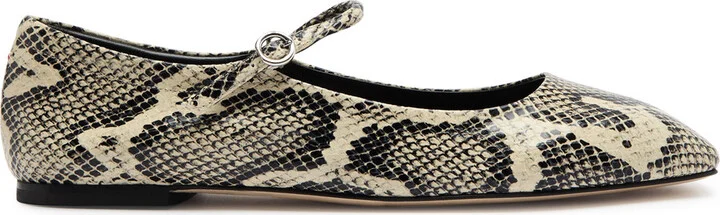 Aeyde Uma Python-effect Leather Mary Jane Flats