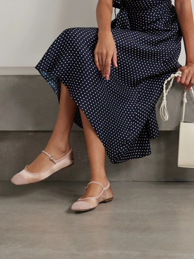Aeyde - Uma Satin And Suede Mary Jane Flats - Orange - Image 2